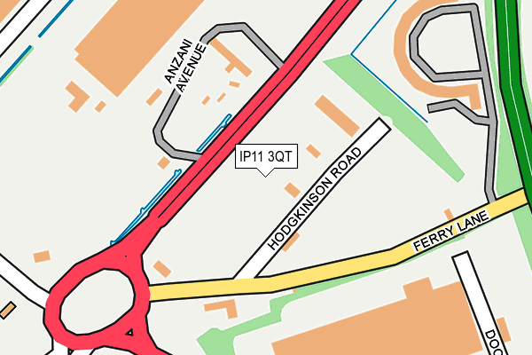 IP11 3QT map - OS OpenMap – Local (Ordnance Survey)