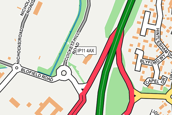 IP11 4AX map - OS OpenMap – Local (Ordnance Survey)