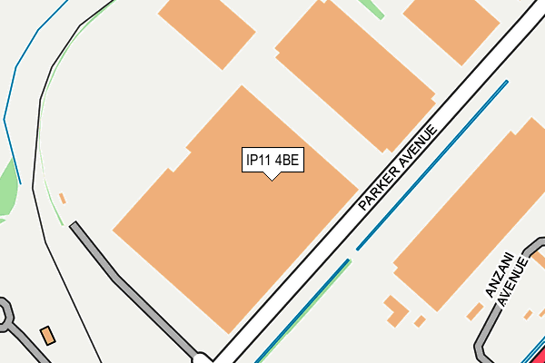 IP11 4BE map - OS OpenMap – Local (Ordnance Survey)