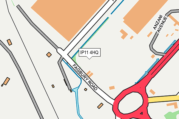 IP11 4HQ map - OS OpenMap – Local (Ordnance Survey)