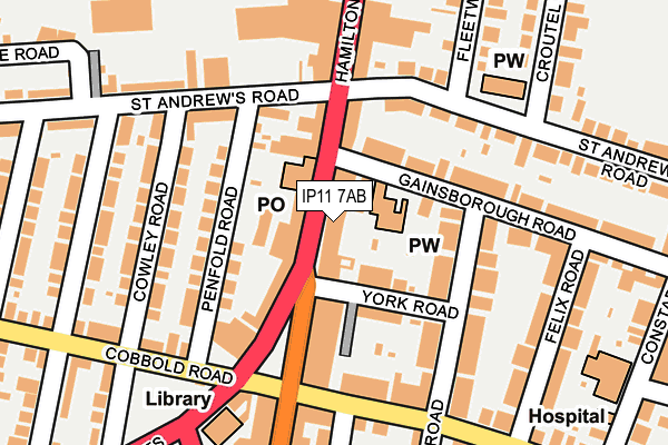 IP11 7AB map - OS OpenMap – Local (Ordnance Survey)