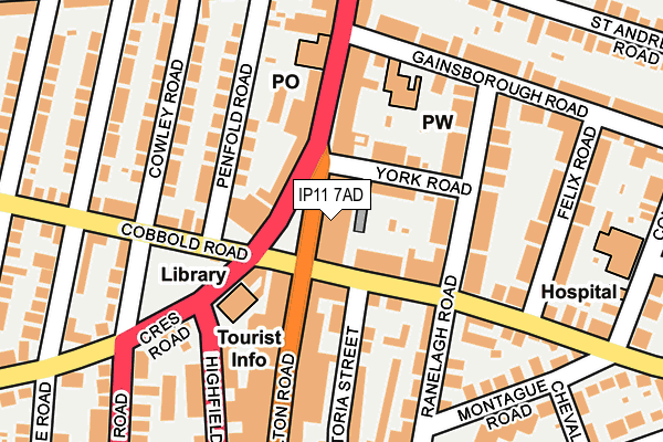 IP11 7AD map - OS OpenMap – Local (Ordnance Survey)