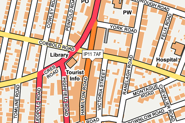 IP11 7AF map - OS OpenMap – Local (Ordnance Survey)