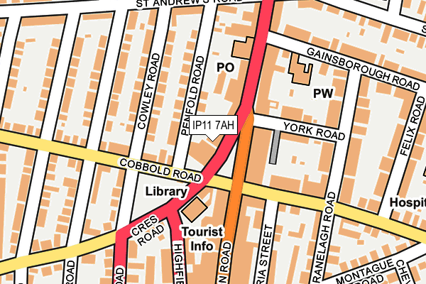 IP11 7AH map - OS OpenMap – Local (Ordnance Survey)