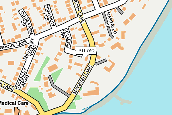 IP11 7AQ map - OS OpenMap – Local (Ordnance Survey)
