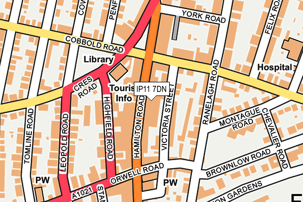 IP11 7DN map - OS OpenMap – Local (Ordnance Survey)