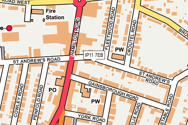 IP11 7EB map - OS OpenMap – Local (Ordnance Survey)