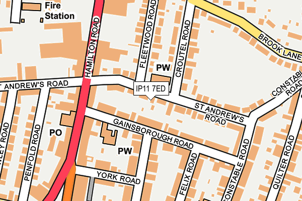 IP11 7ED map - OS OpenMap – Local (Ordnance Survey)