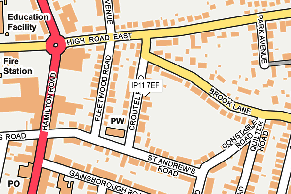 IP11 7EF map - OS OpenMap – Local (Ordnance Survey)