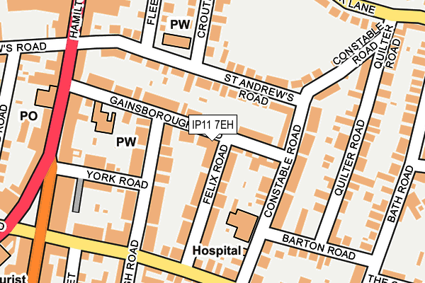 IP11 7EH map - OS OpenMap – Local (Ordnance Survey)
