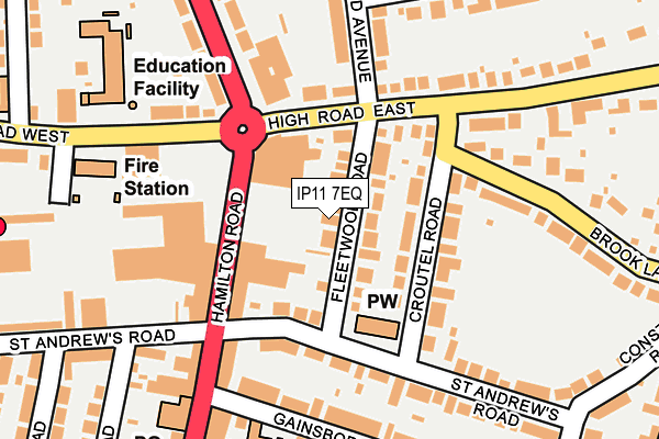 IP11 7EQ map - OS OpenMap – Local (Ordnance Survey)