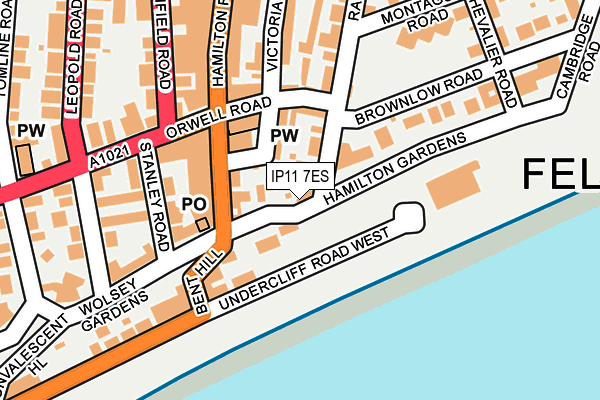 IP11 7ES map - OS OpenMap – Local (Ordnance Survey)