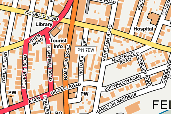 IP11 7EW map - OS OpenMap – Local (Ordnance Survey)