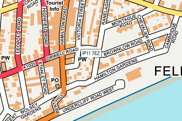 IP11 7EZ map - OS OpenMap – Local (Ordnance Survey)