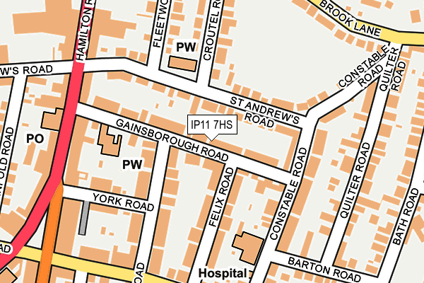 IP11 7HS map - OS OpenMap – Local (Ordnance Survey)