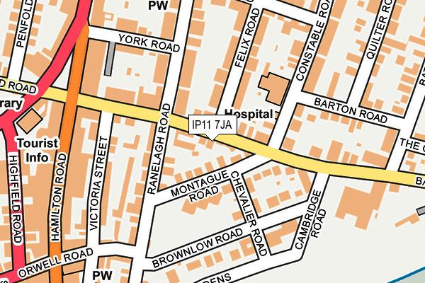 IP11 7JA map - OS OpenMap – Local (Ordnance Survey)
