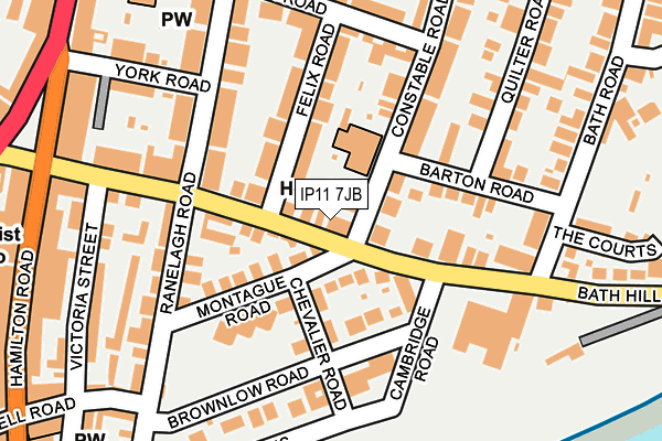 IP11 7JB map - OS OpenMap – Local (Ordnance Survey)