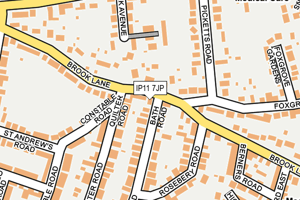 IP11 7JP map - OS OpenMap – Local (Ordnance Survey)