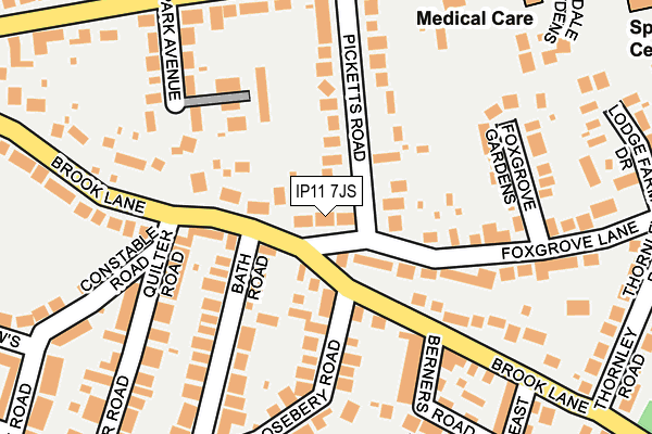 IP11 7JS map - OS OpenMap – Local (Ordnance Survey)