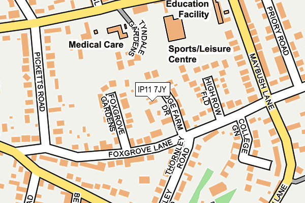 IP11 7JY map - OS OpenMap – Local (Ordnance Survey)