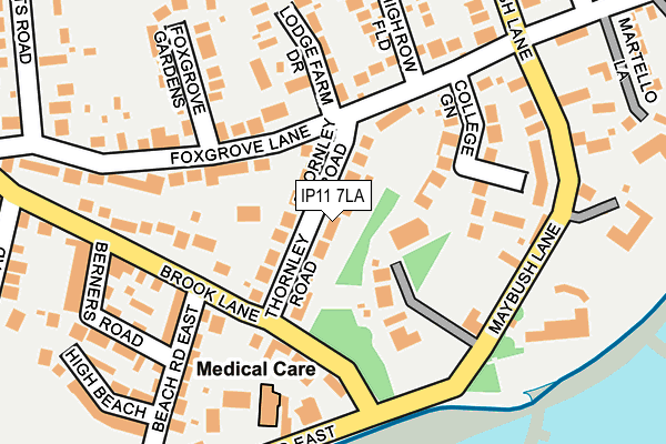 IP11 7LA map - OS OpenMap – Local (Ordnance Survey)