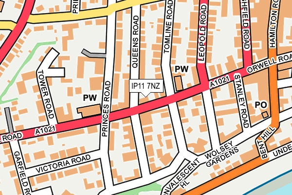 IP11 7NZ map - OS OpenMap – Local (Ordnance Survey)