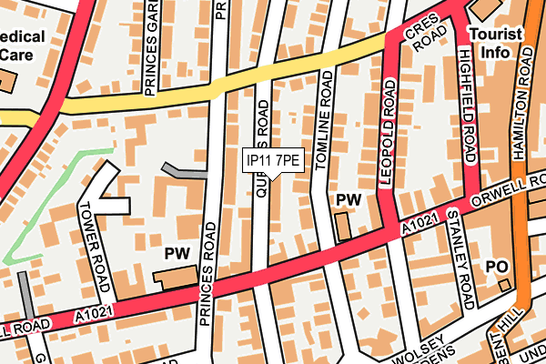 IP11 7PE map - OS OpenMap – Local (Ordnance Survey)