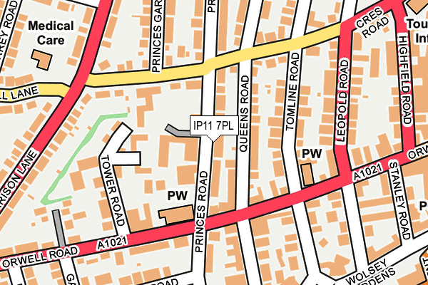 IP11 7PL map - OS OpenMap – Local (Ordnance Survey)
