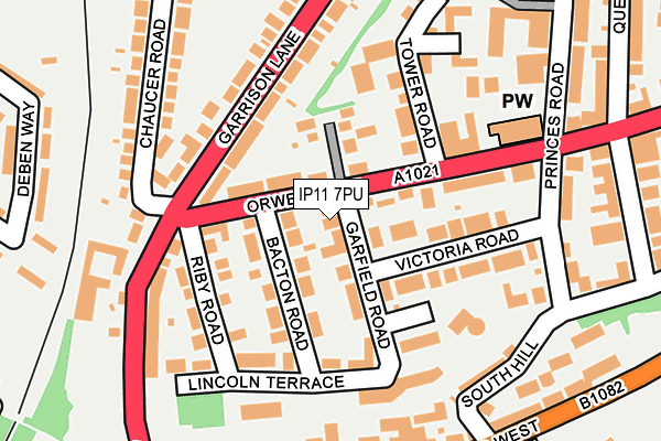 IP11 7PU map - OS OpenMap – Local (Ordnance Survey)