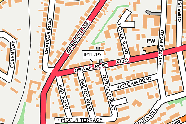 IP11 7PY map - OS OpenMap – Local (Ordnance Survey)