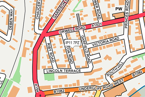 IP11 7PZ map - OS OpenMap – Local (Ordnance Survey)