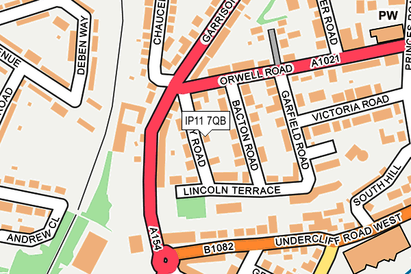 IP11 7QB map - OS OpenMap – Local (Ordnance Survey)
