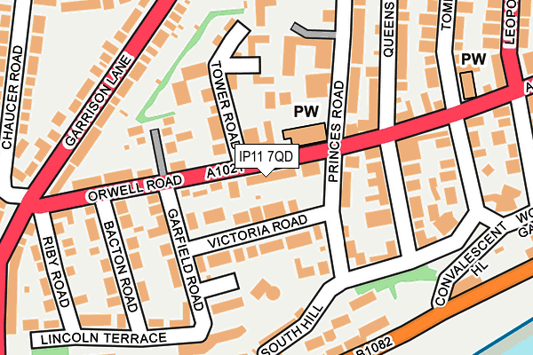 IP11 7QD map - OS OpenMap – Local (Ordnance Survey)