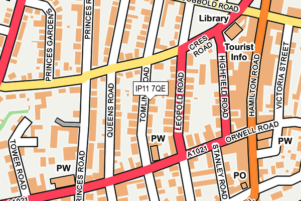 IP11 7QE map - OS OpenMap – Local (Ordnance Survey)