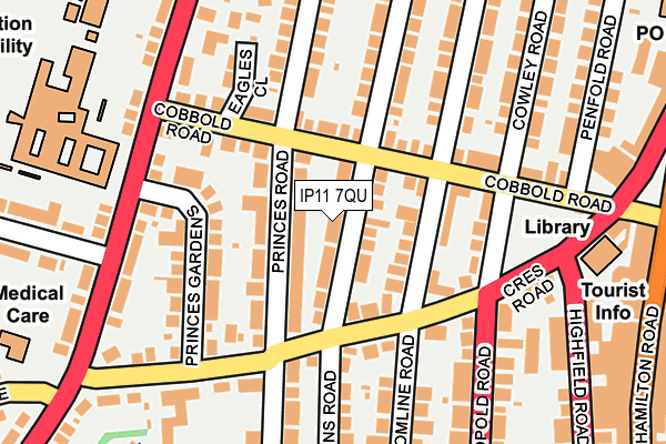IP11 7QU map - OS OpenMap – Local (Ordnance Survey)