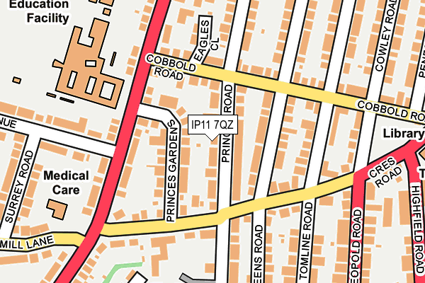 IP11 7QZ map - OS OpenMap – Local (Ordnance Survey)