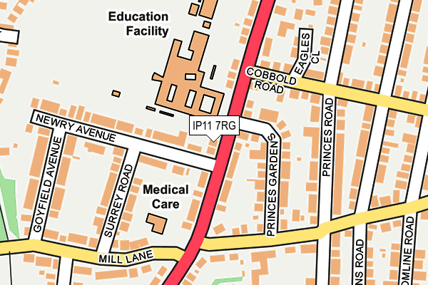 IP11 7RG map - OS OpenMap – Local (Ordnance Survey)