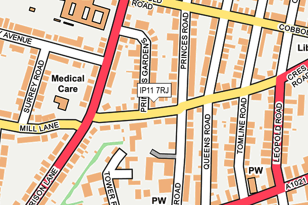 IP11 7RJ map - OS OpenMap – Local (Ordnance Survey)