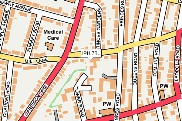 IP11 7RL map - OS OpenMap – Local (Ordnance Survey)