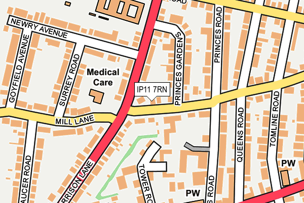 IP11 7RN map - OS OpenMap – Local (Ordnance Survey)