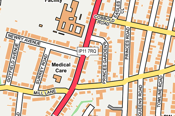 IP11 7RQ map - OS OpenMap – Local (Ordnance Survey)
