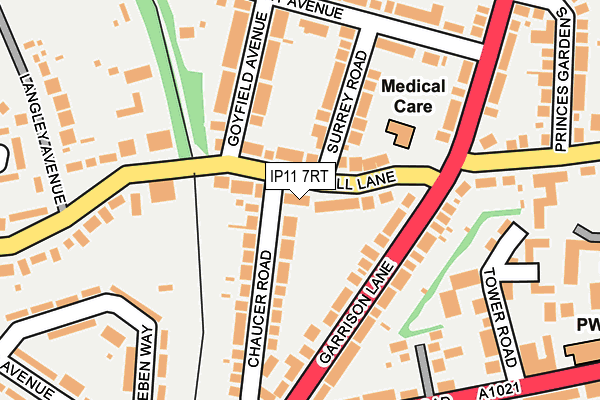 IP11 7RT map - OS OpenMap – Local (Ordnance Survey)