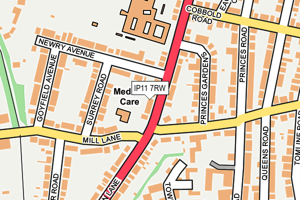 IP11 7RW map - OS OpenMap – Local (Ordnance Survey)