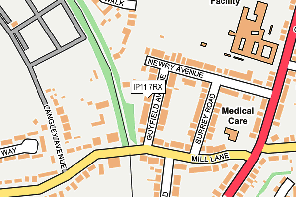 IP11 7RX map - OS OpenMap – Local (Ordnance Survey)