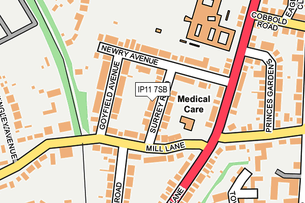 IP11 7SB map - OS OpenMap – Local (Ordnance Survey)