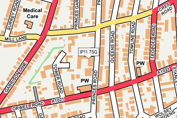 IP11 7SG map - OS OpenMap – Local (Ordnance Survey)