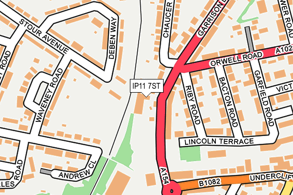 IP11 7ST map - OS OpenMap – Local (Ordnance Survey)