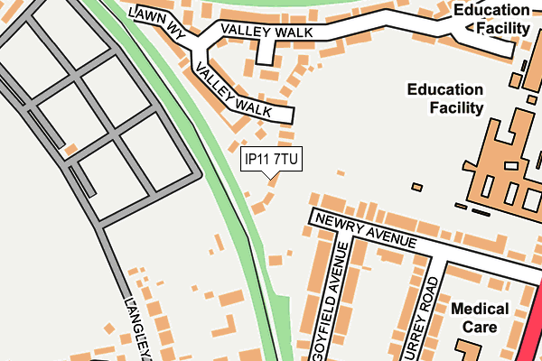 IP11 7TU map - OS OpenMap – Local (Ordnance Survey)