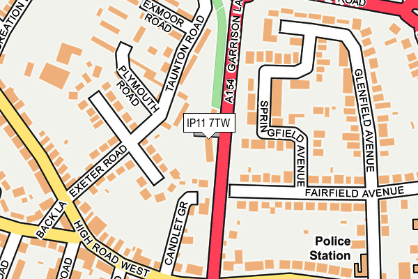 IP11 7TW map - OS OpenMap – Local (Ordnance Survey)
