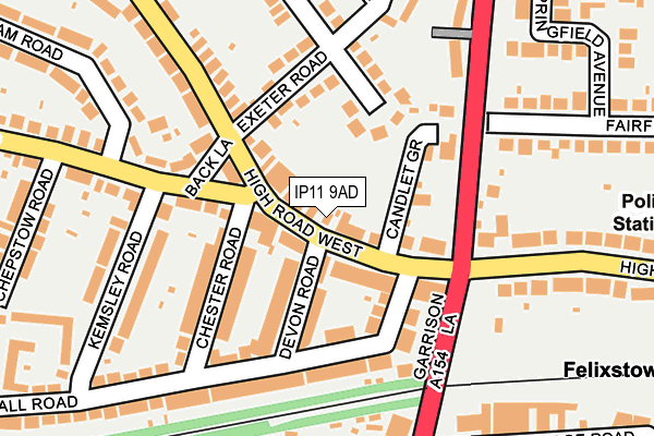 IP11 9AD map - OS OpenMap – Local (Ordnance Survey)